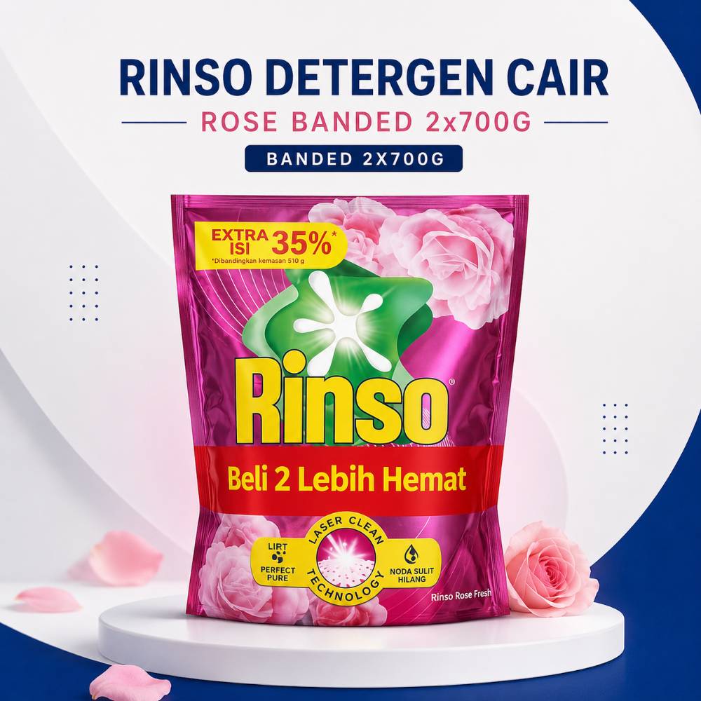 RINSO DETERGEN CAIR ROSE BANDED 2X700G